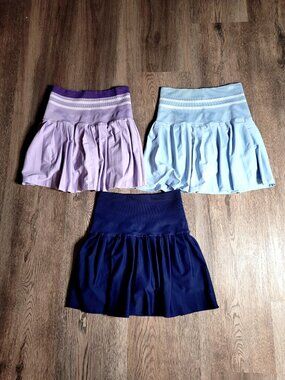 Attarco High Waist Skort Womens Small Pleated Tennis Skirt Set of 3 Lilac Blue
